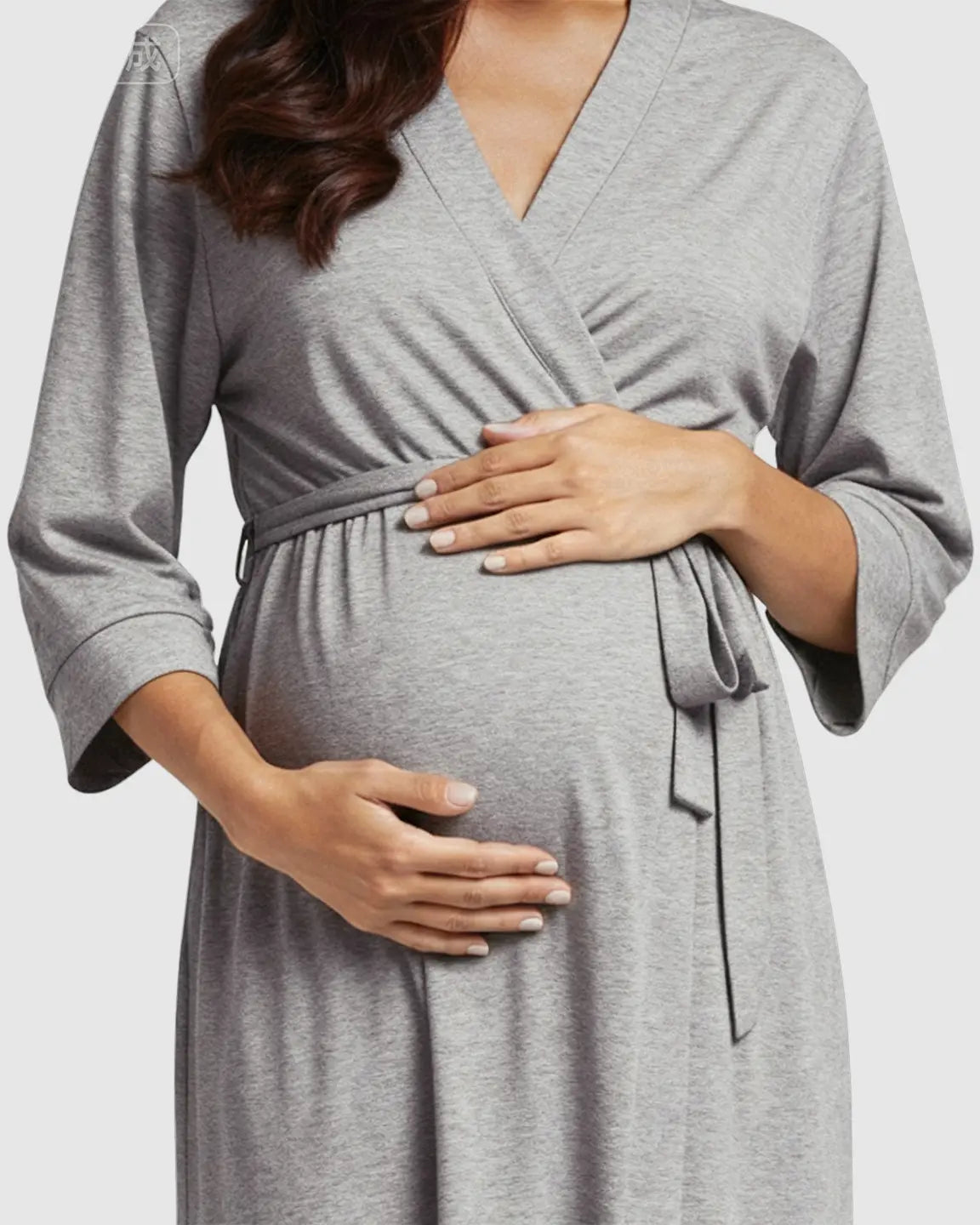 Bump Society – The Comfort Collection: Soft Knit Mid Length Sleeves Maternity Postpartum Robe