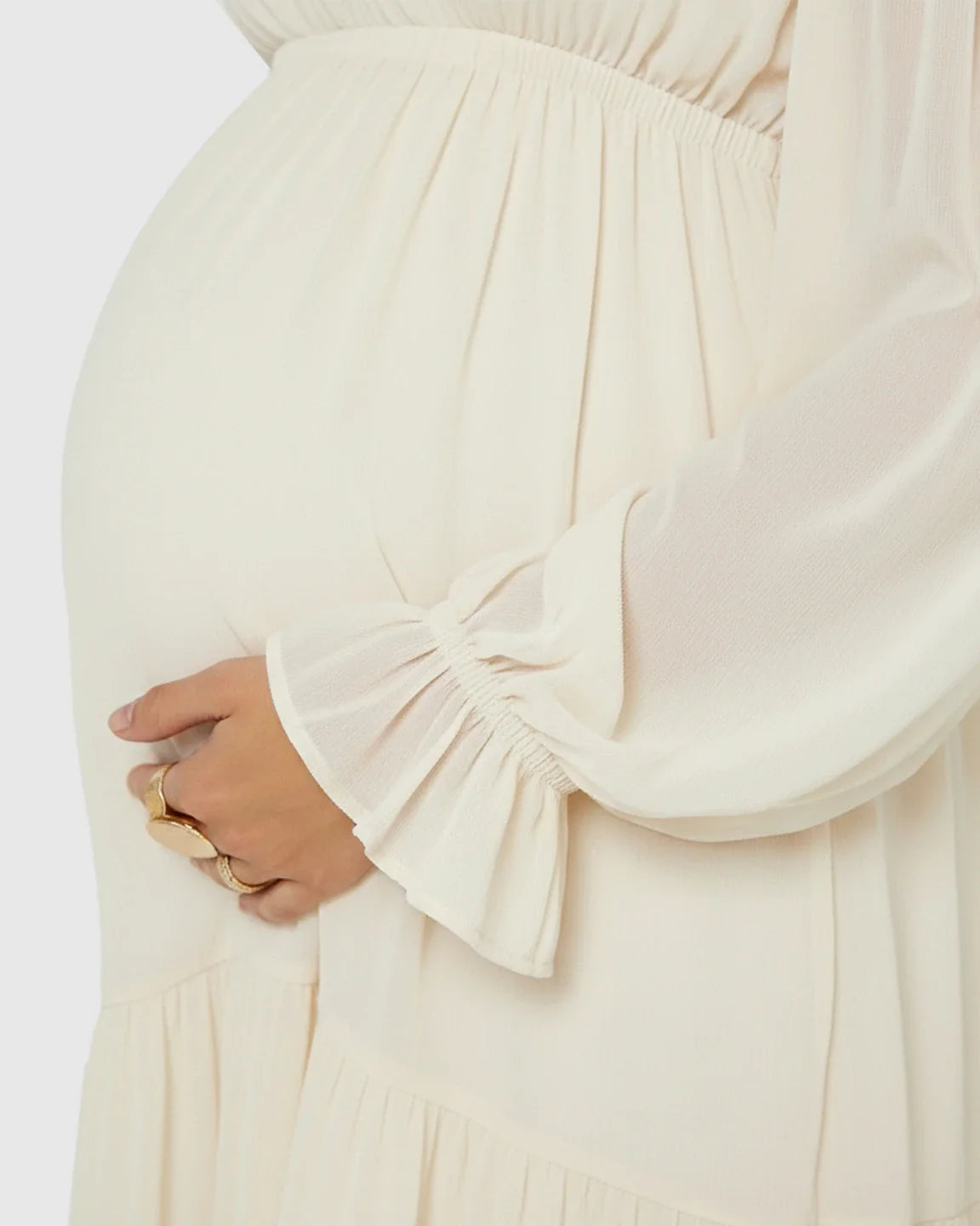 Bump Society – The Comfort Collection: Bardot-Neck Tiered Skirt Maternity Gown