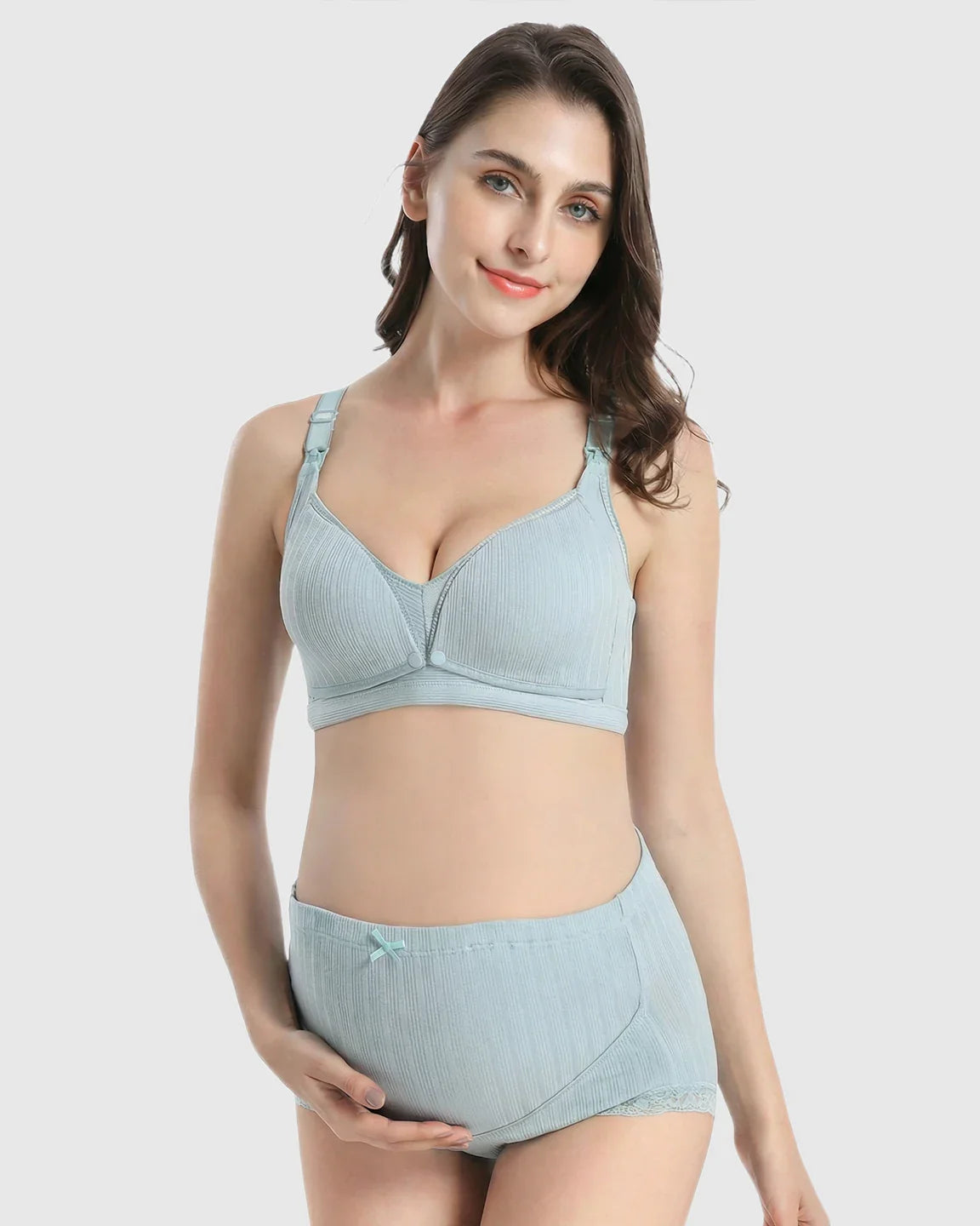 Bump Society – The Nursing Collection: Wire-Free Breathable High-Waist Maternity Nursing Bra & Panty Set