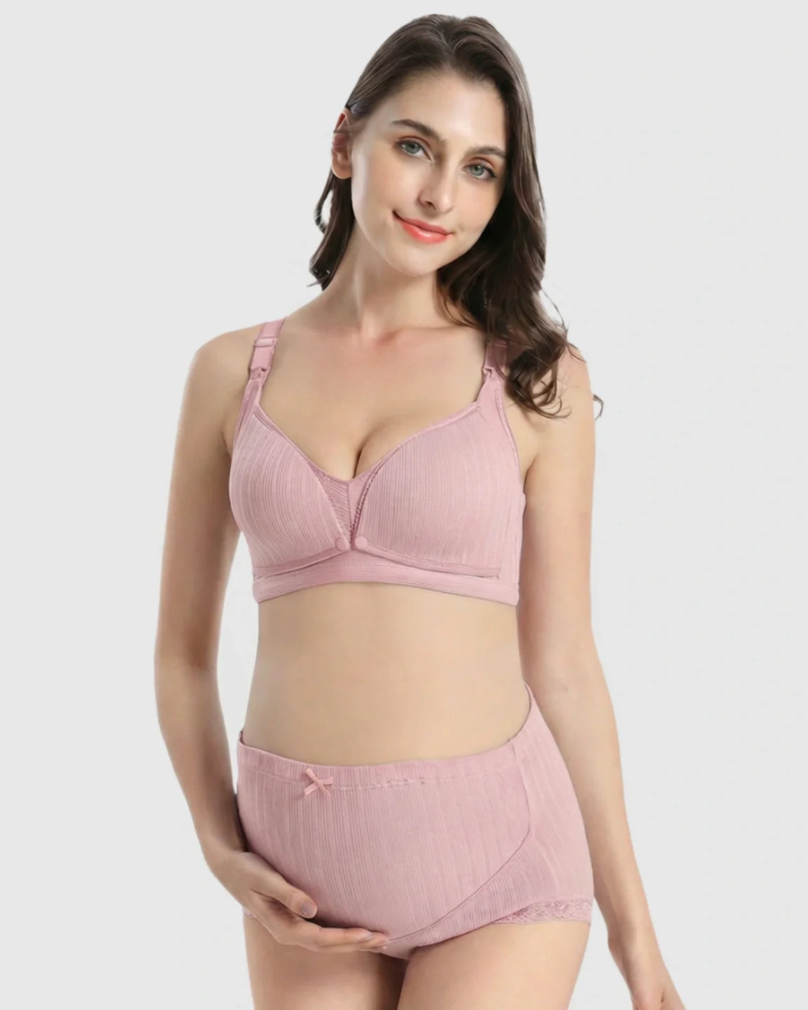 Bump Society – The Nursing Collection: Wire-Free Breathable High-Waist Maternity Nursing Bra & Panty Set