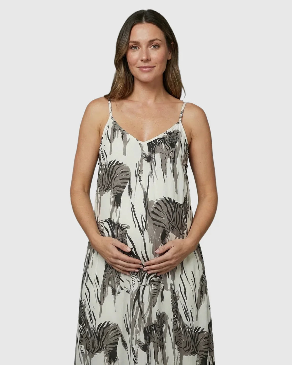 Bump Society – The Comfort Collection: Open-Back Pocketed Babydoll Maternity Maxi Dress