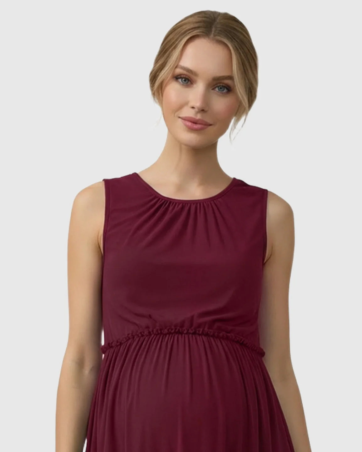 Bump Society – The Comfort Collection: Tiered Ruffle Skirt Casual Maternity Midi Dress