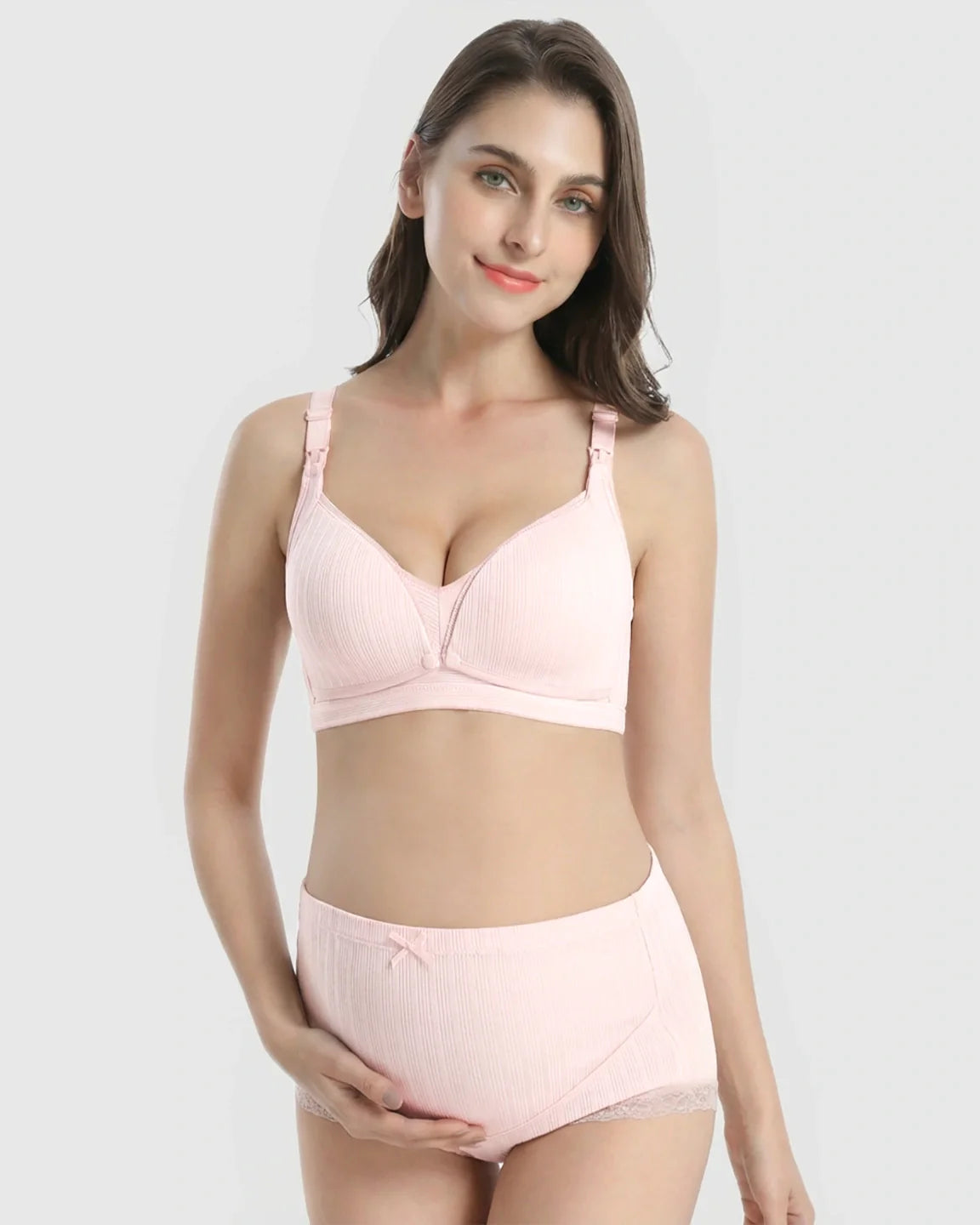 Bump Society – The Nursing Collection: Wire-Free Breathable High-Waist Maternity Nursing Bra & Panty Set