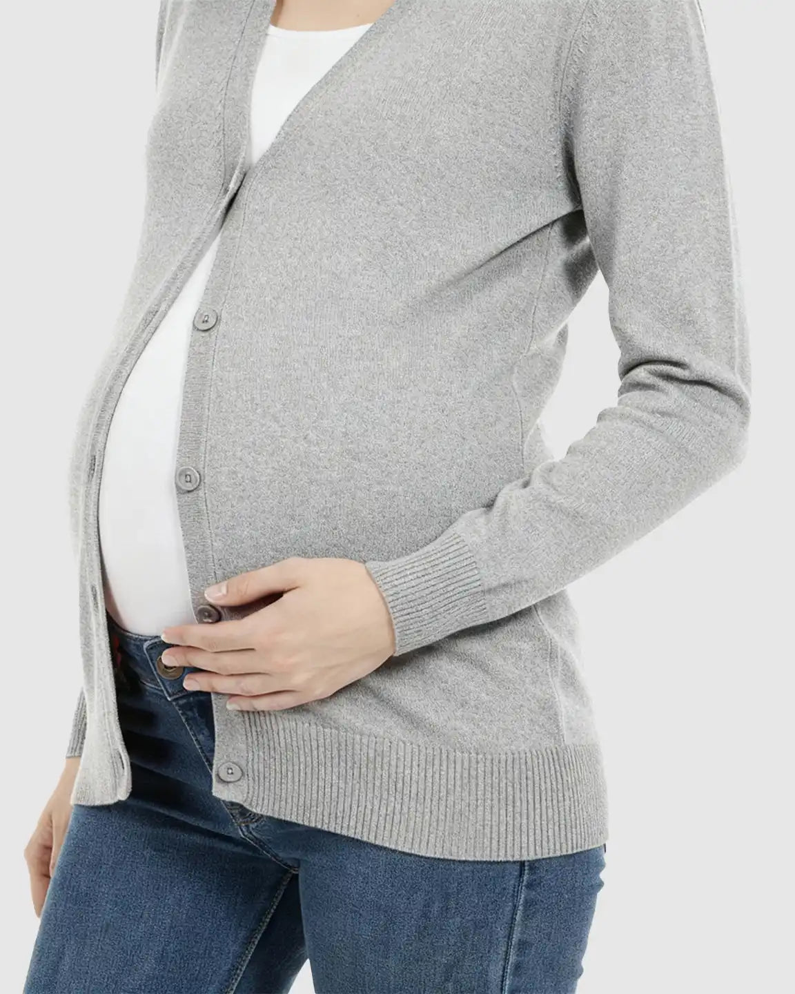 Bump Society – The Comfort Collection: Button-Front V-Neck Maternity Cardigan