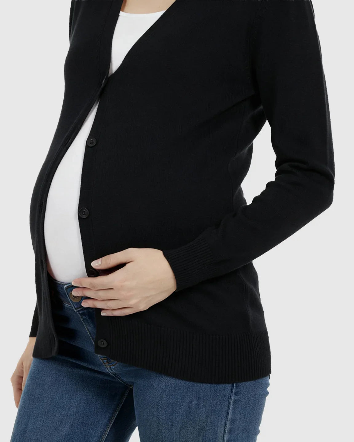 Bump Society – The Comfort Collection: Button-Front V-Neck Maternity Cardigan