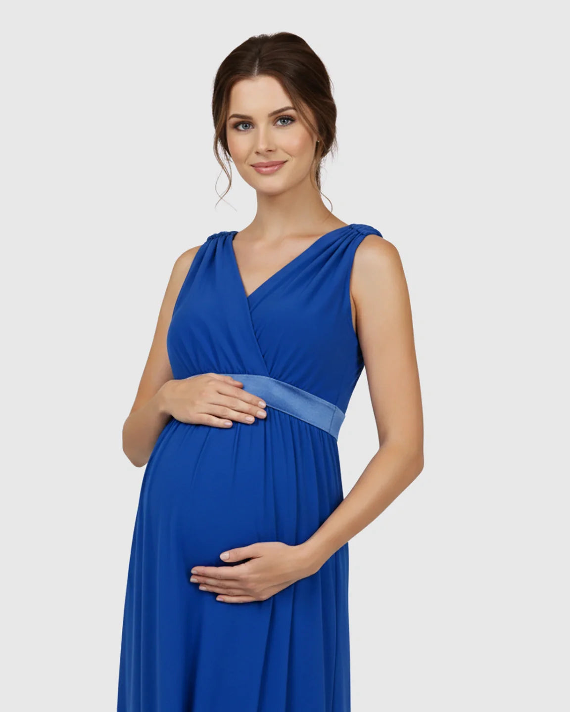 The Comfort Collection: Fitted-Waist V-Neck Maternity Dress