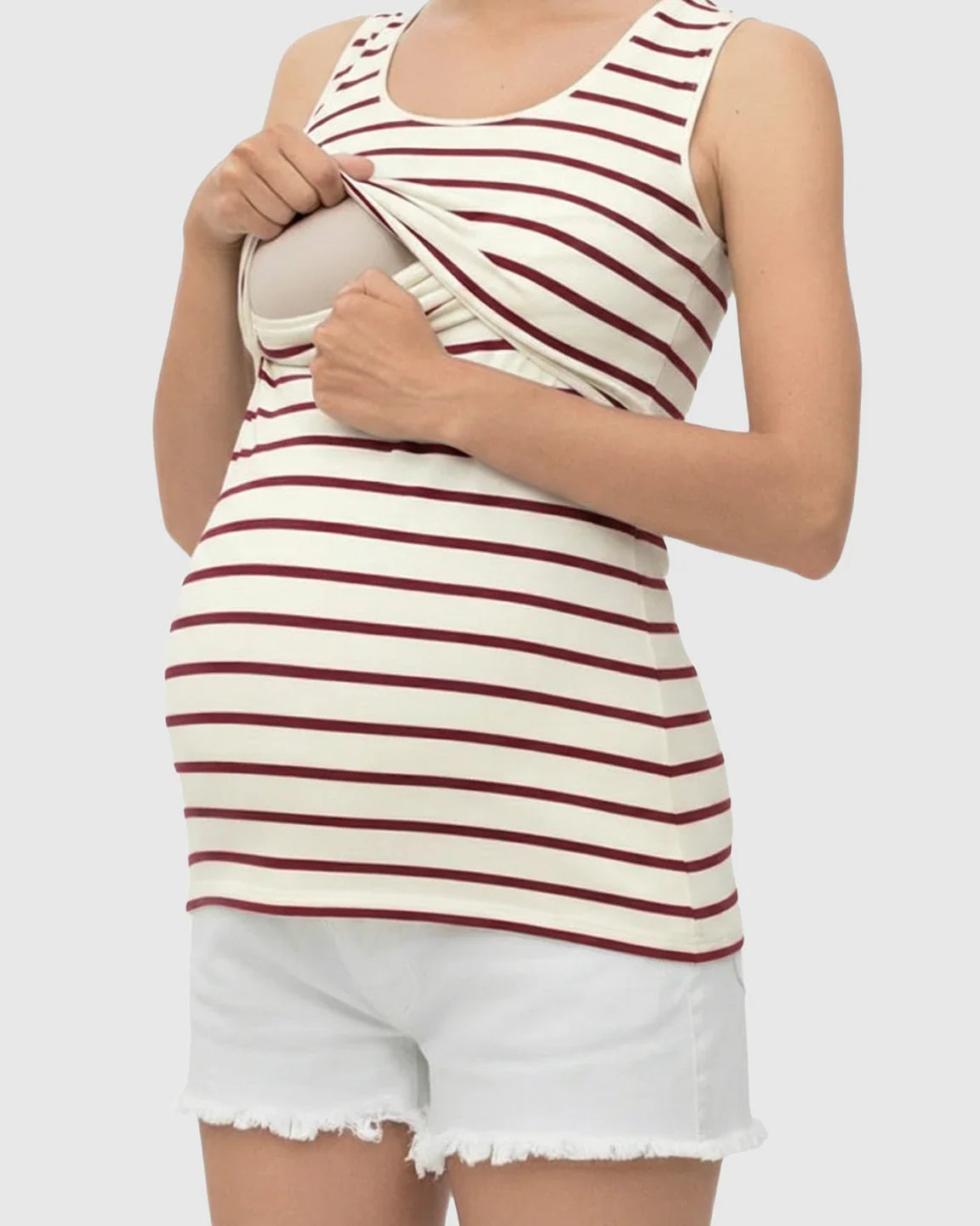 Bump Society – The Nursing Collection: Sleeveless Striped Print Maternity & Nursing Tank Top