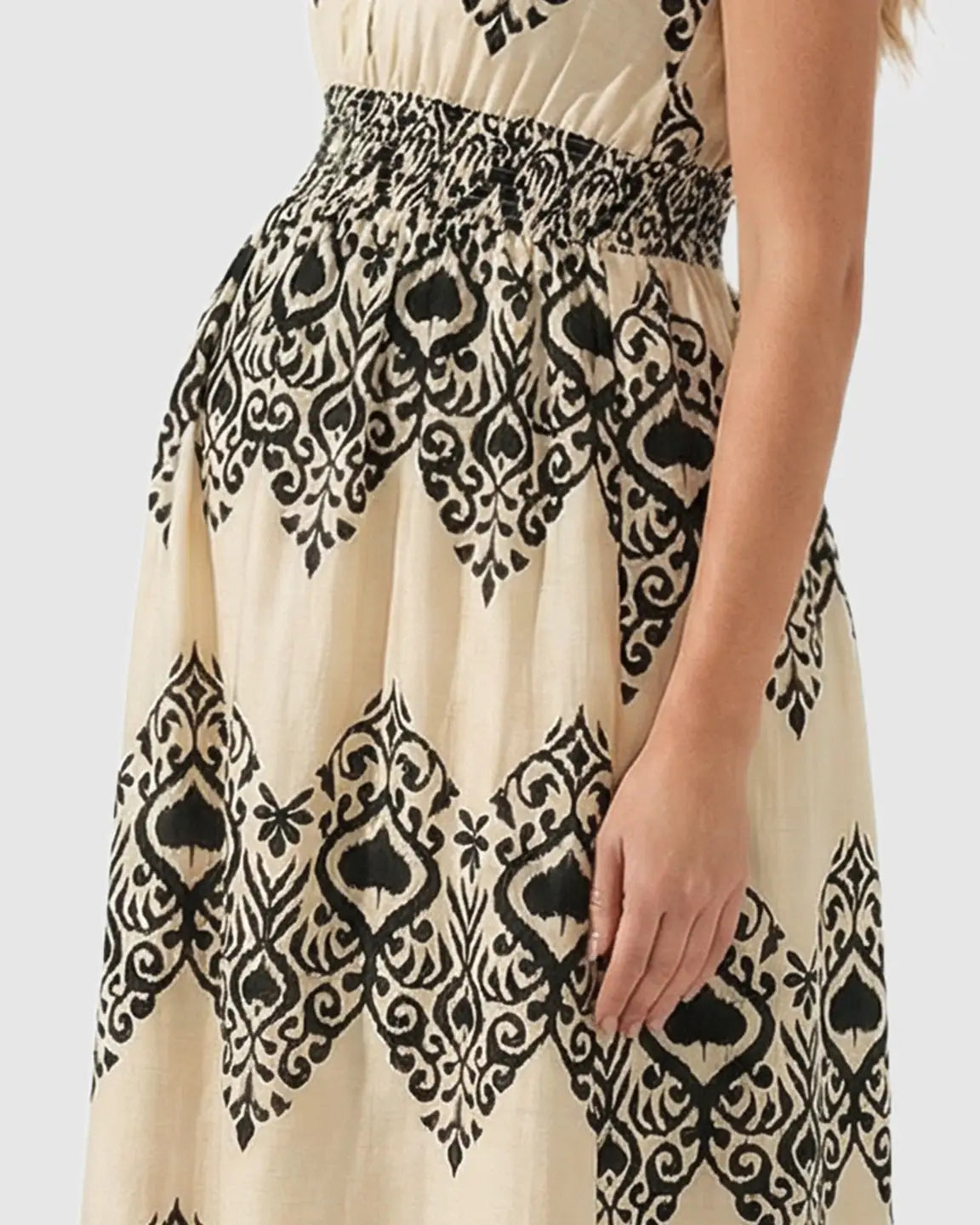 Bump Society – The Comfort Collection: V-neck Ethnic Print Maternity Maxi Dress