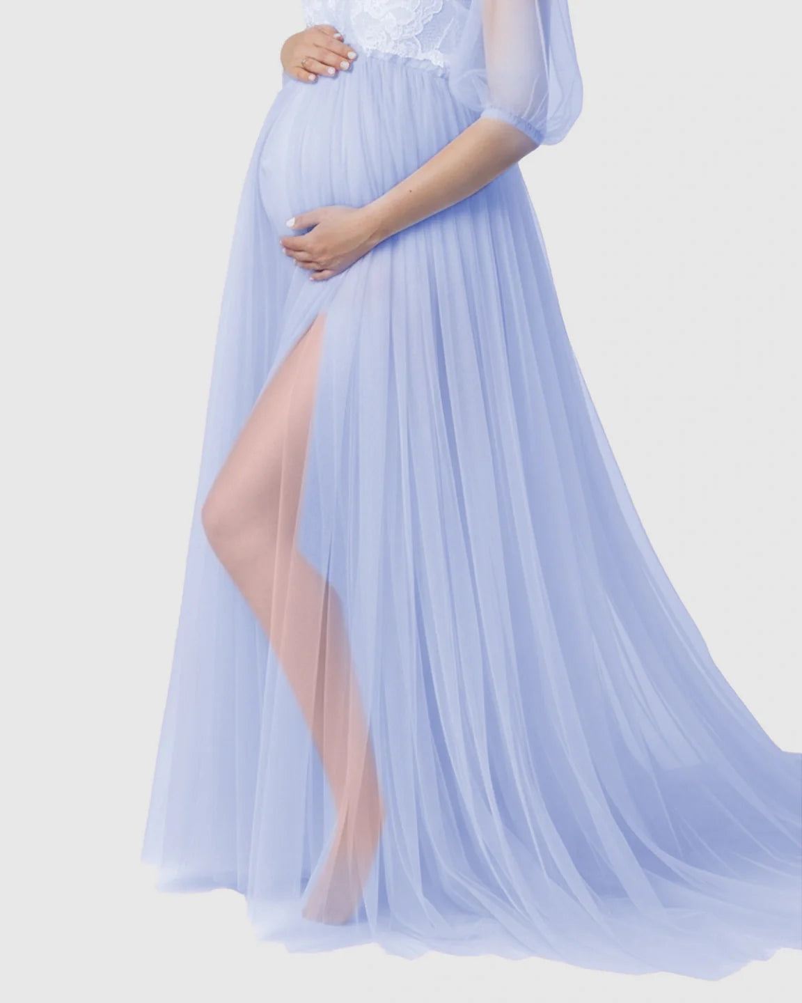 Bump Society – The Comfort Collection: Tulle Lace Swing Trail Maternity Photoshoot Dress