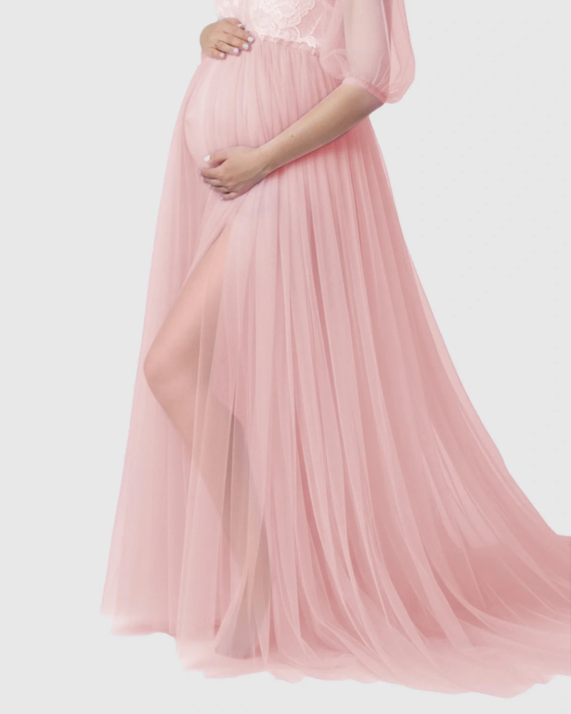 Bump Society – The Comfort Collection: Tulle Lace Swing Trail Maternity Photoshoot Dress