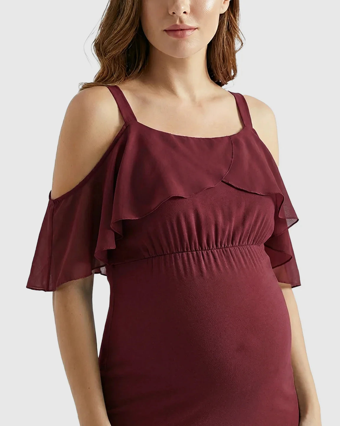 Bump Society – The Comfort Collection: Off-Shoulder Mermaid Trail Maternity Photoshoot Dress