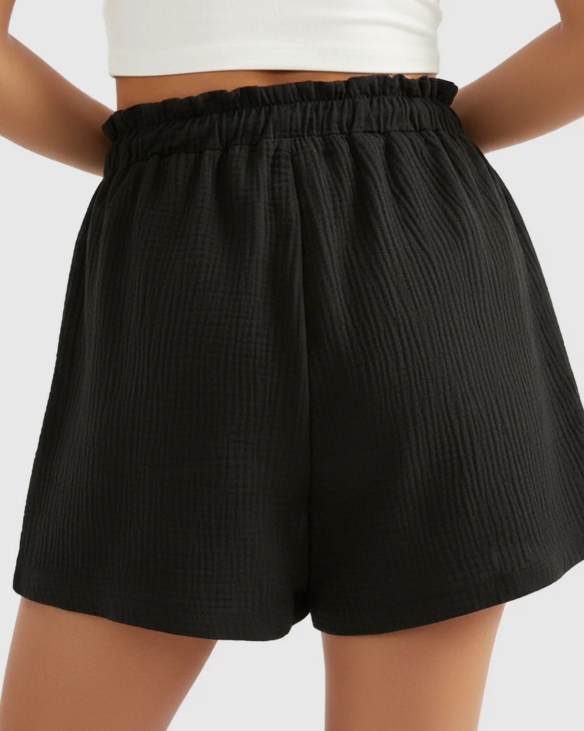 Bump Society – The Comfort Collection: High-Waist Pocketed Maternity Paperbag Shorts
