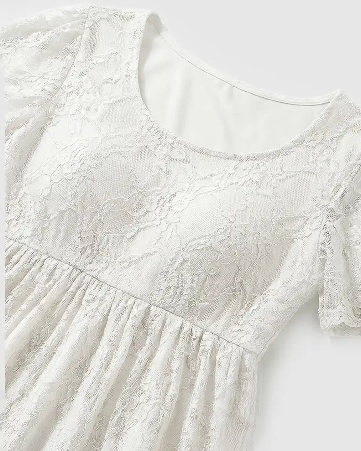 Bump Society – The Comfort Collection: Ruffled Hem Floral Lace Maternity Photoshoot Dress