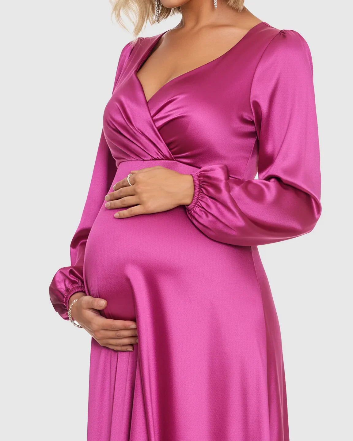 Bump Society – The Comfort Collection: Lantern Sleeves Flowy Maternity Maxi Dress