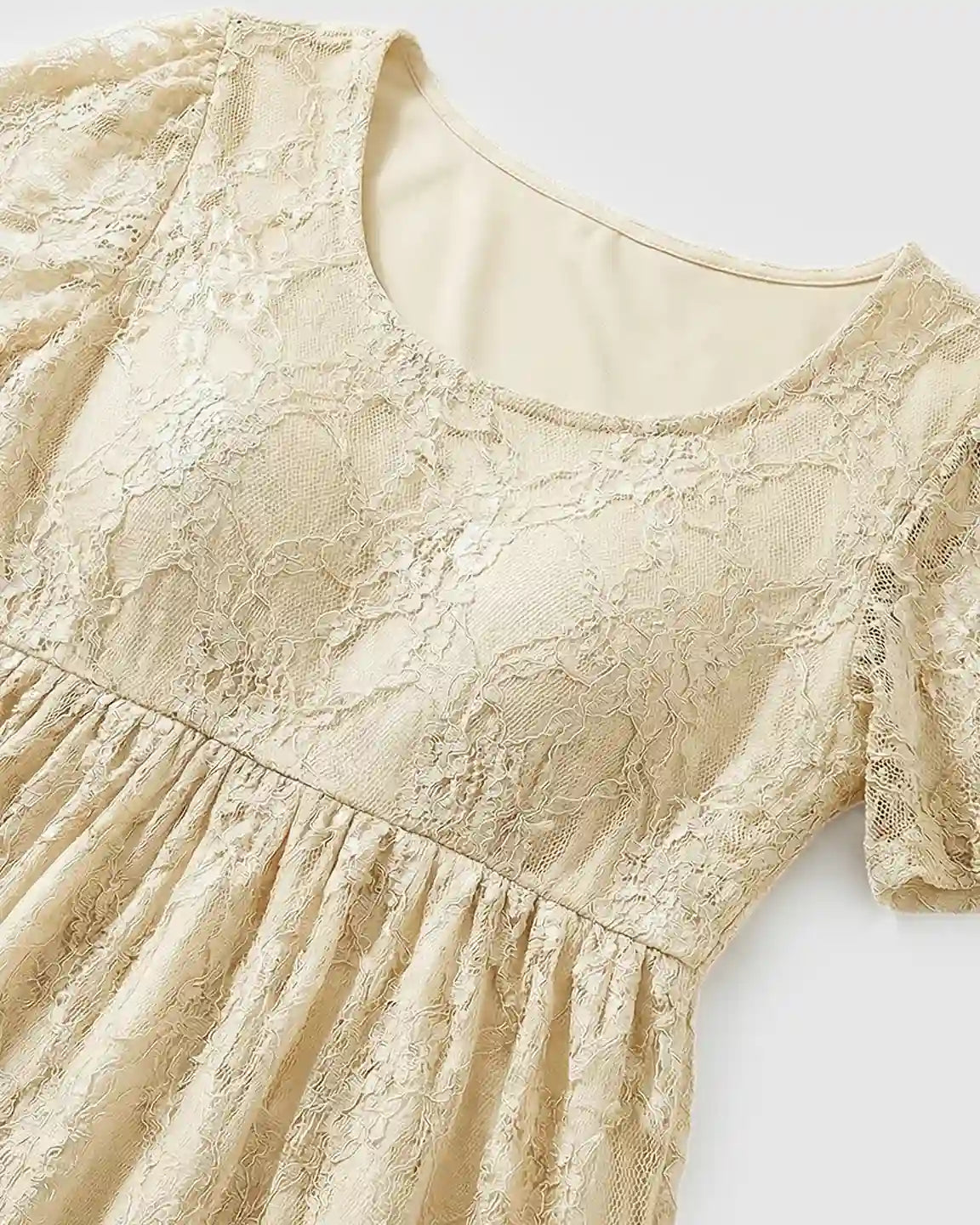 Bump Society – The Comfort Collection: Ruffled Hem Floral Lace Maternity Photoshoot Dress