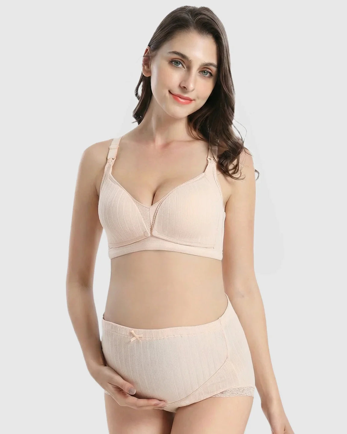 Bump Society – The Nursing Collection: Wire-Free Breathable High-Waist Maternity Nursing Bra & Panty Set