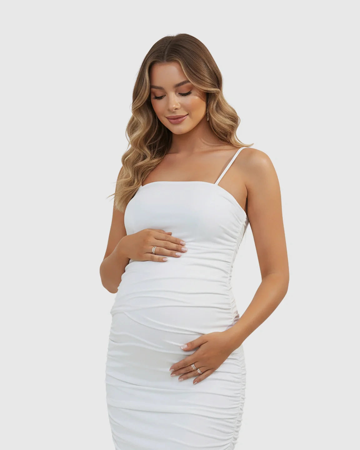 Bump Society – The Comfort Collection: Side-Ruched Classic Maternity Midi Dress