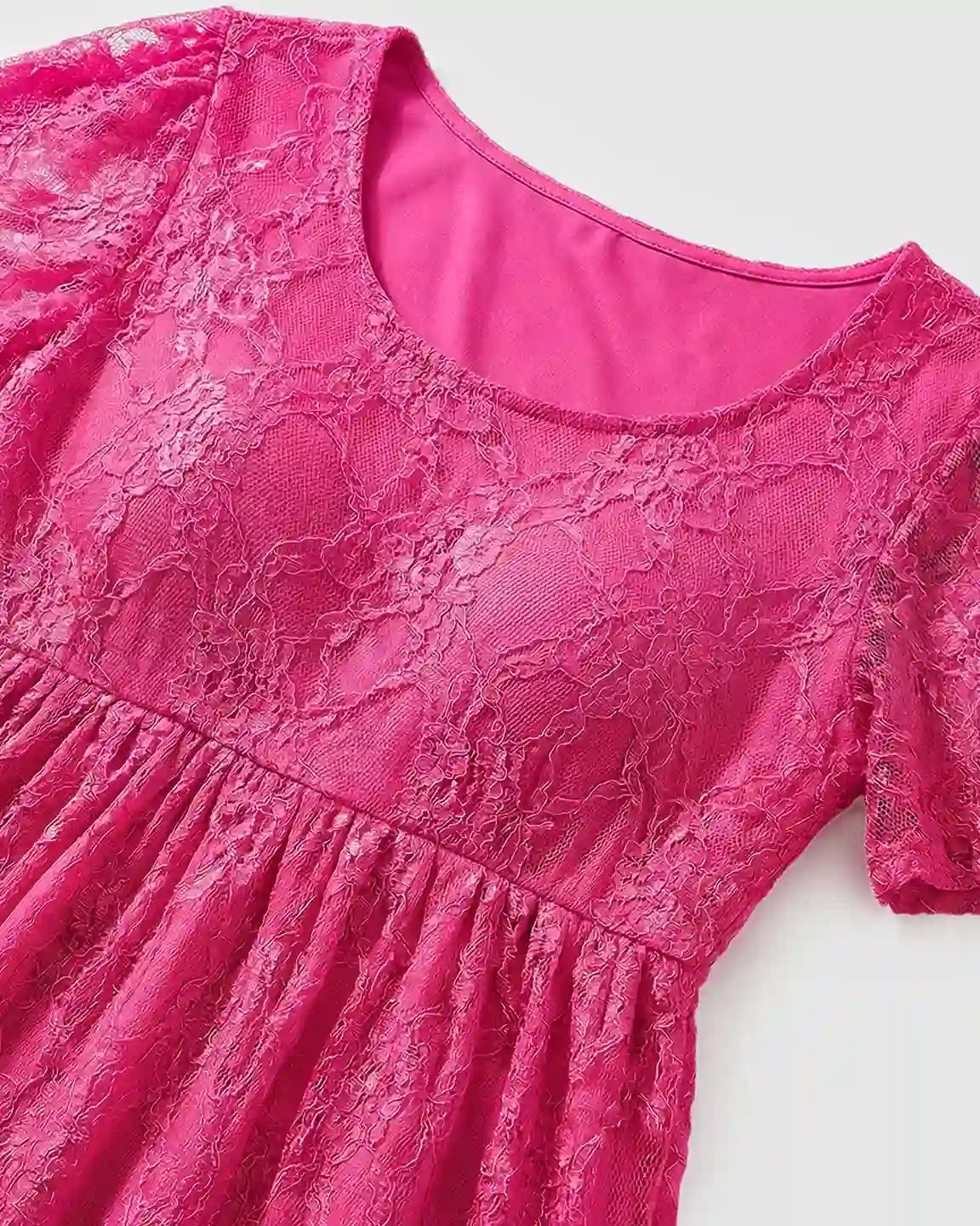 Bump Society – The Comfort Collection: Ruffled Hem Floral Lace Maternity Photoshoot Dress