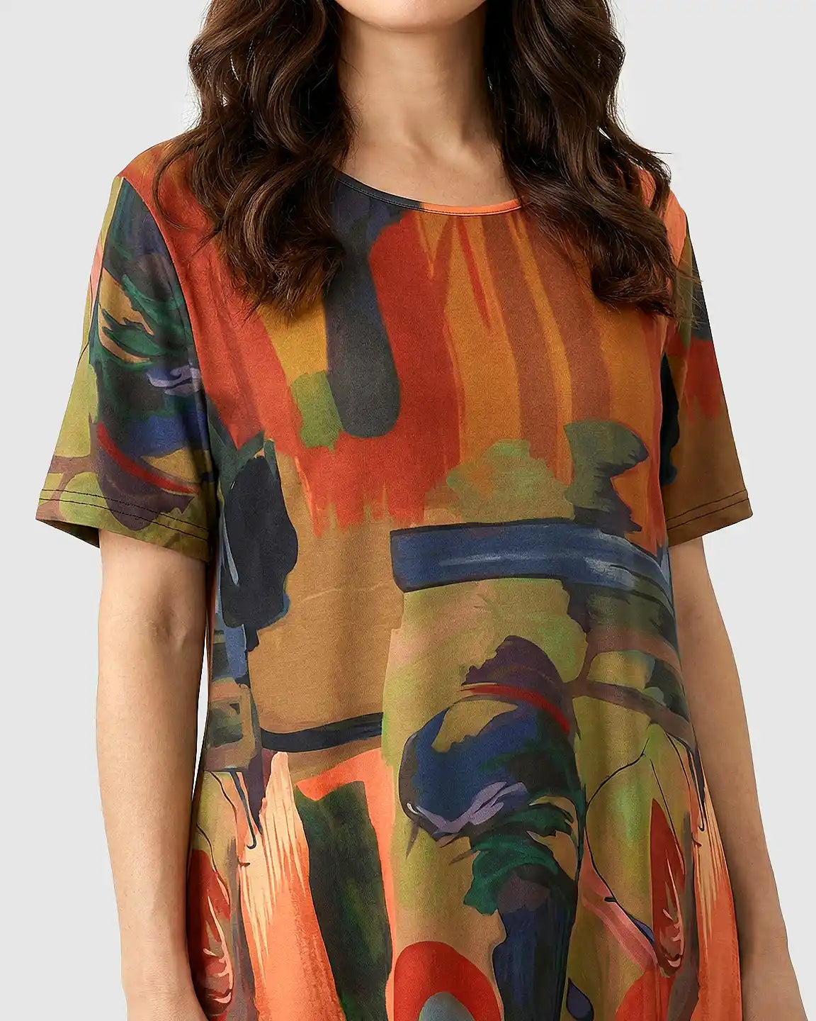 Bump Society – The Comfort Collection: Abstract Print A Line Maternity Midi Dress