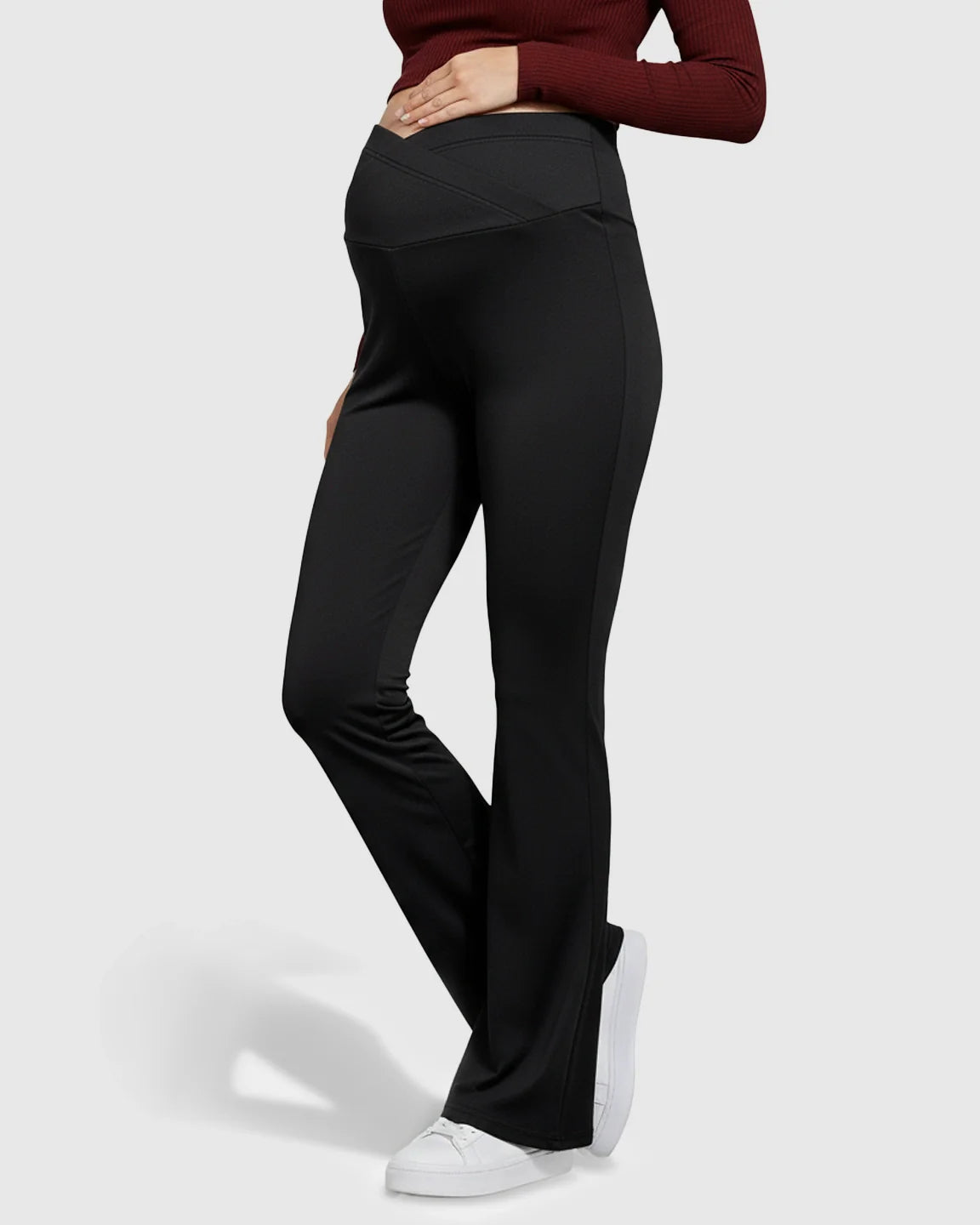 Bump Society – The Comfort Collection: Crossover Waist Flared Maternity Pants