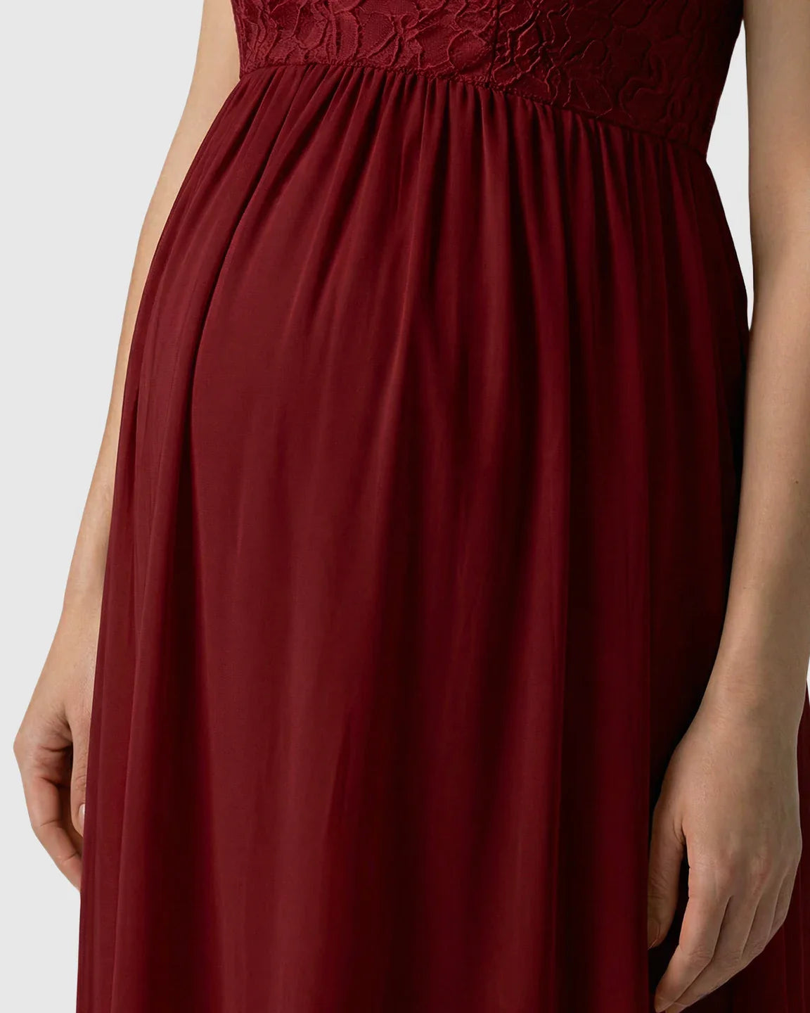 Bump Society – The Comfort Collection: Lace-Chiffon Romantic Maternity Maxi Dress