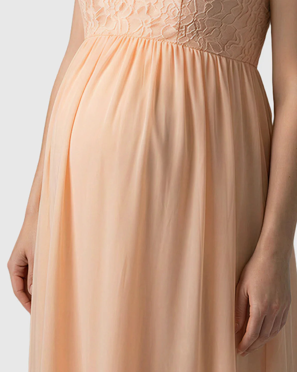 Bump Society – The Comfort Collection: Lace-Chiffon Romantic Maternity Maxi Dress