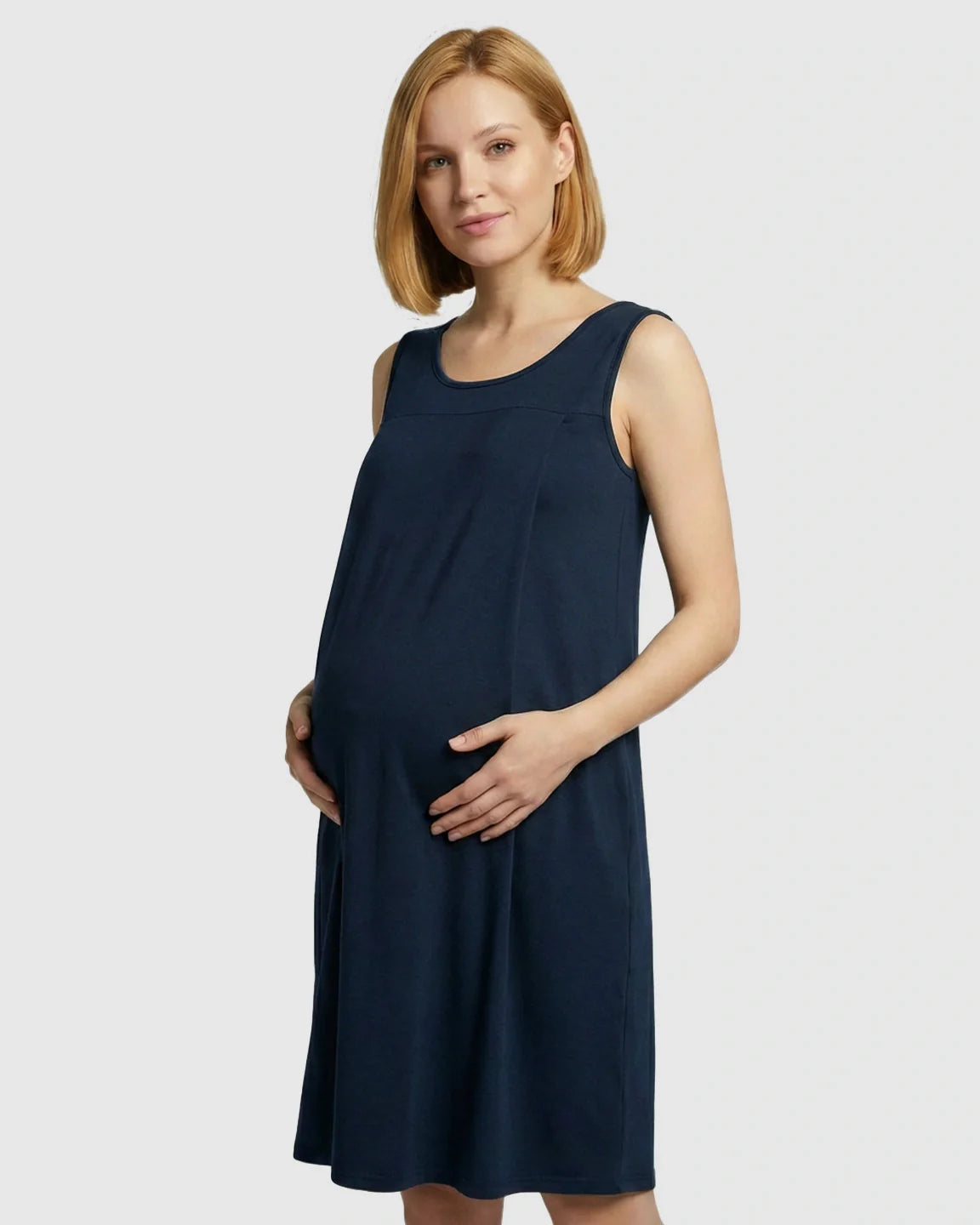 Bump Society – The Nursing Collection: Discreet Nursing Opening Casual Maternity Midi Dress