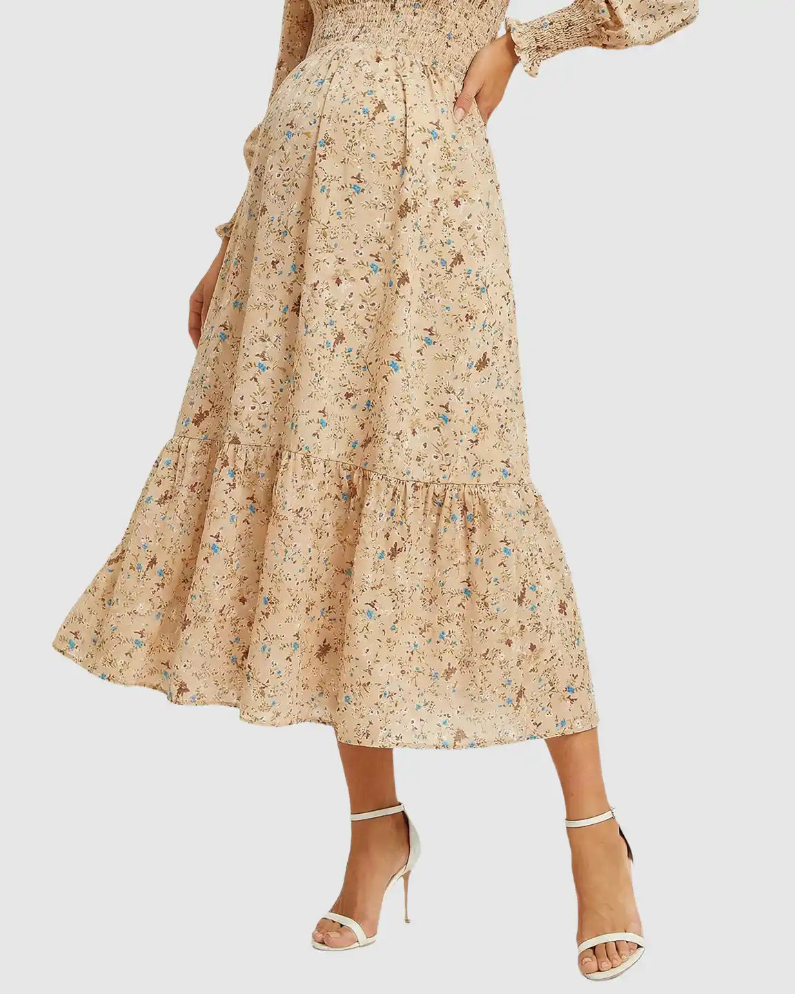 Bump Society – The Comfort Collection: Wrinkle-Resistant Floral Maternity Midi Dress