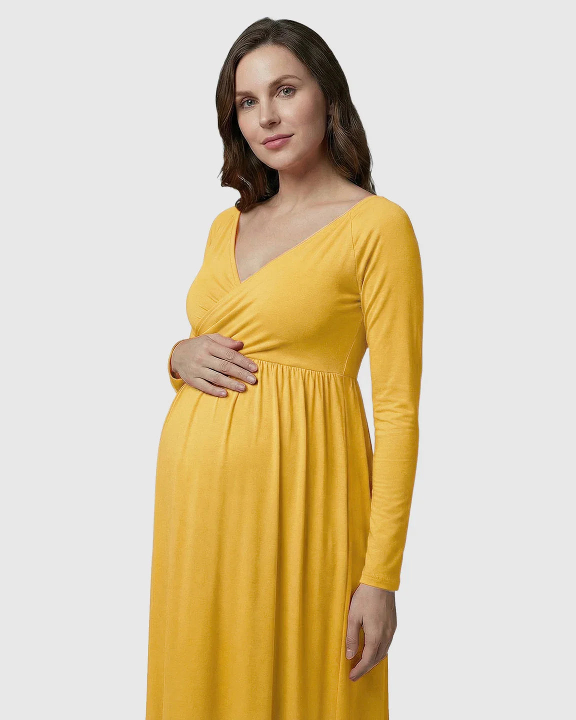 Bump Society – The Comfort Collection: Long-Sleeve Full Train Maternity Maxi Dress