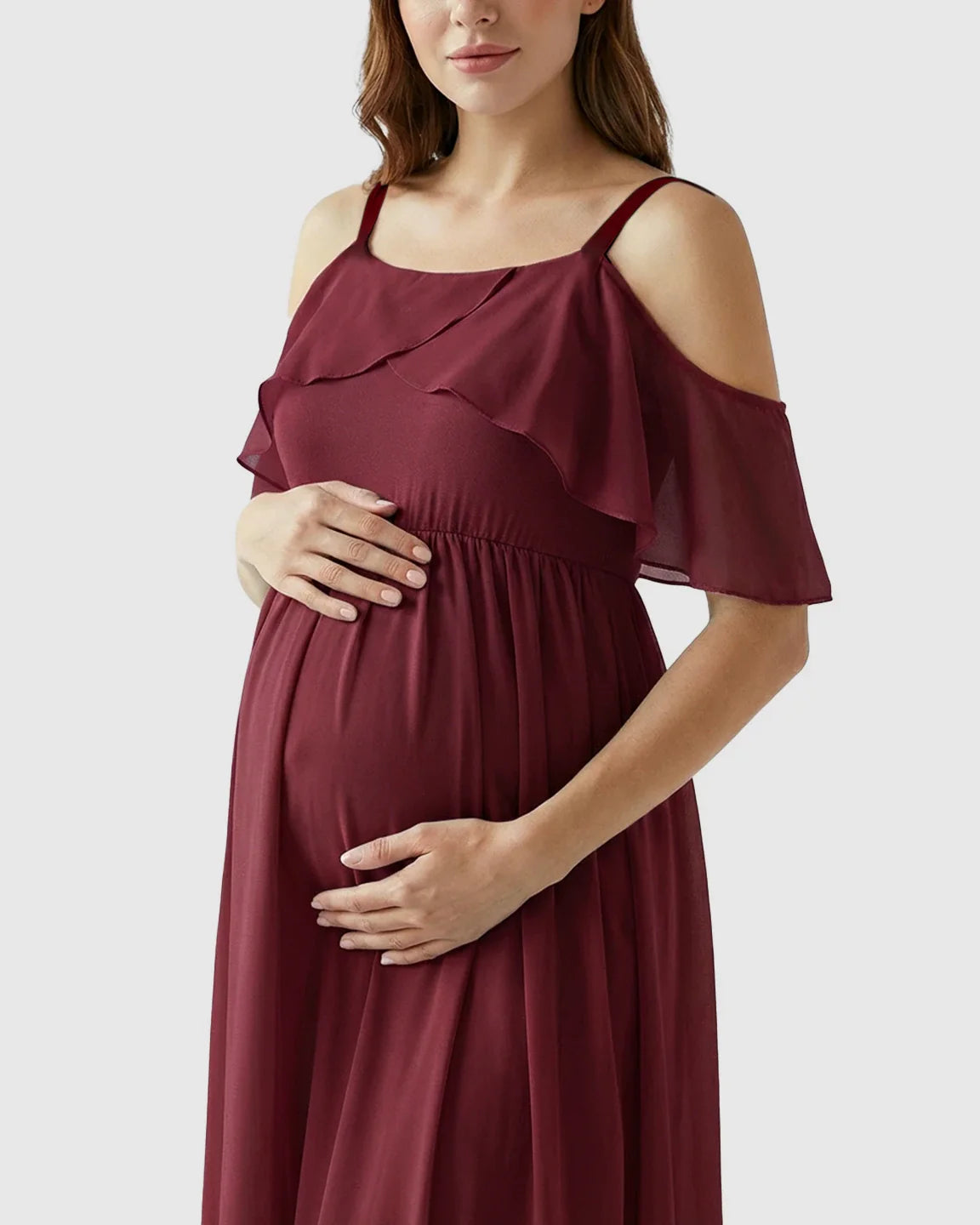 Bump Society – The Comfort Collection: Off-Shoulder Mermaid Trail Maternity Photoshoot Dress