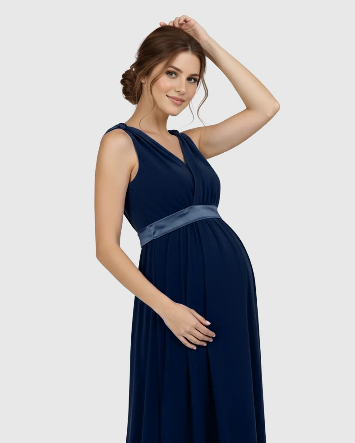 The Comfort Collection: Fitted-Waist V-Neck Maternity Dress