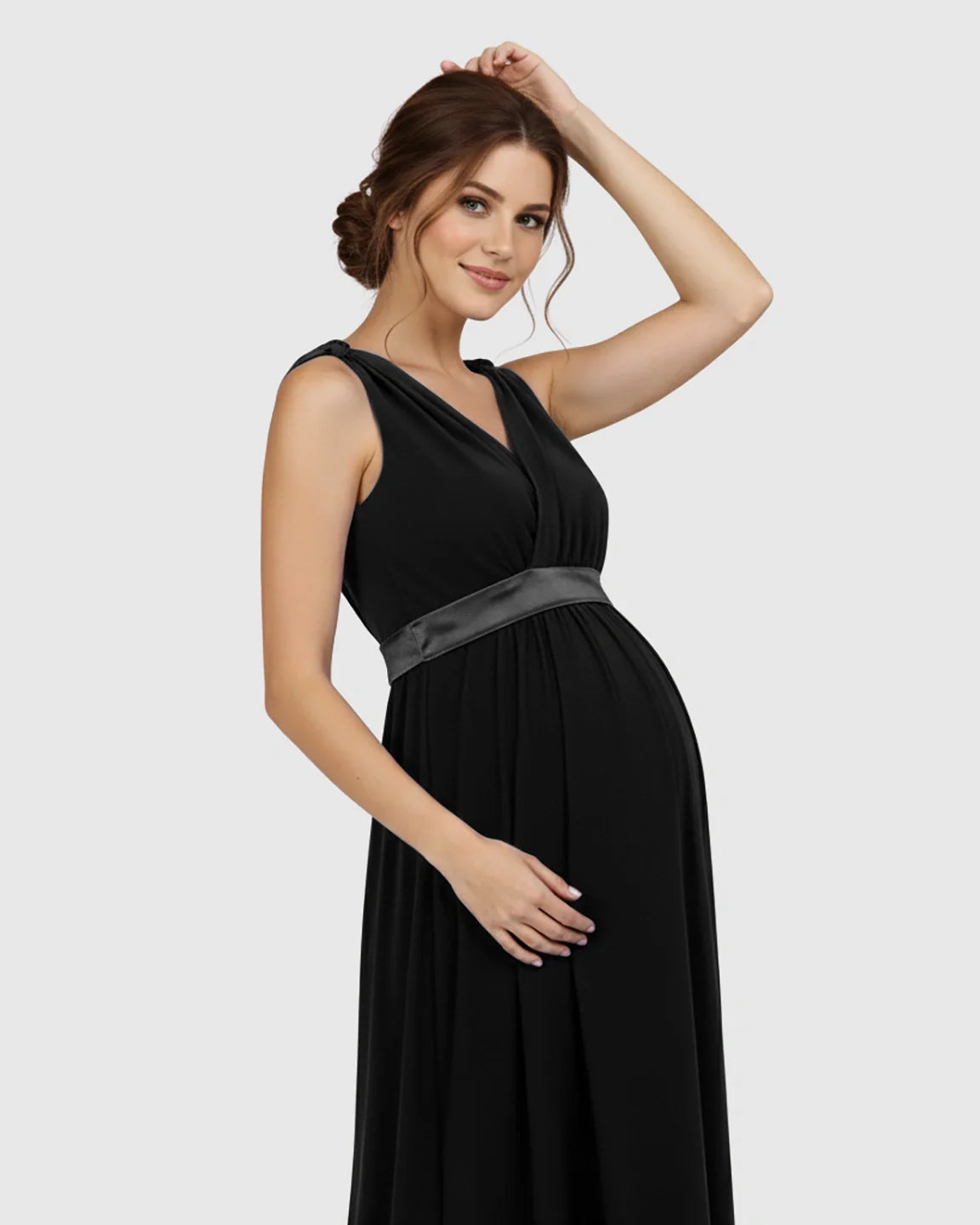 The Comfort Collection: Fitted-Waist V-Neck Maternity Dress