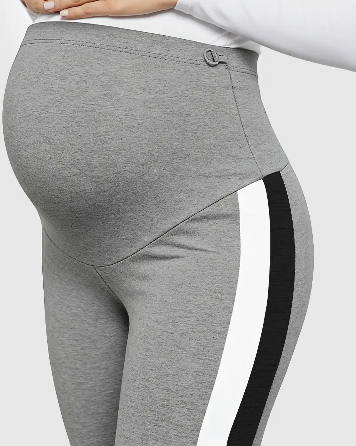 Bump Society – The Comfort Collection: Stretch Waist Panel Side-Stripe Maternity Leggings