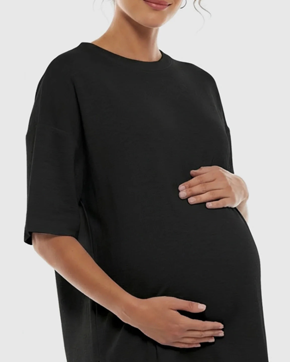 Bump Society – The Comfort Collection: Short Puff Sleeve Casual Maternity Maxi Dress