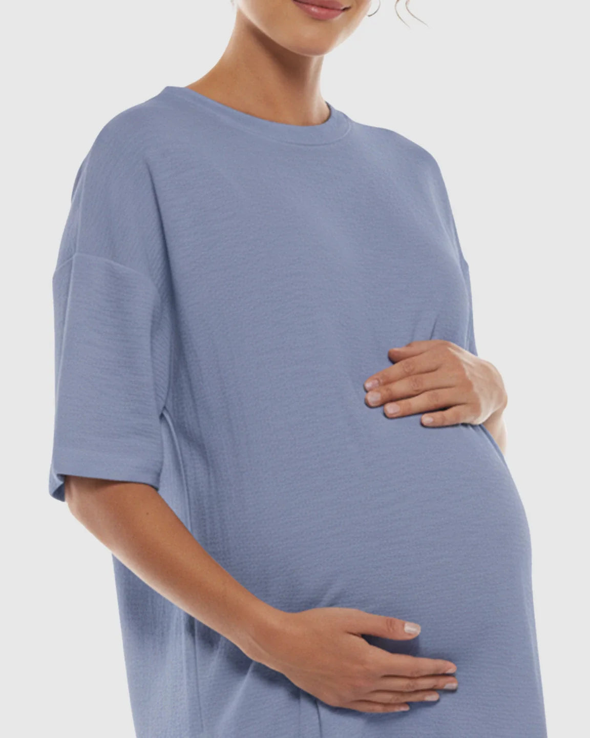 Bump Society – The Comfort Collection: Short Puff Sleeve Casual Maternity Maxi Dress