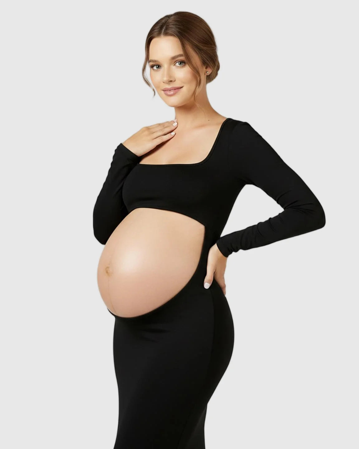 Bump Society – The Comfort Collection: Square Neck Cut Out Maternity Photoshoot Gown