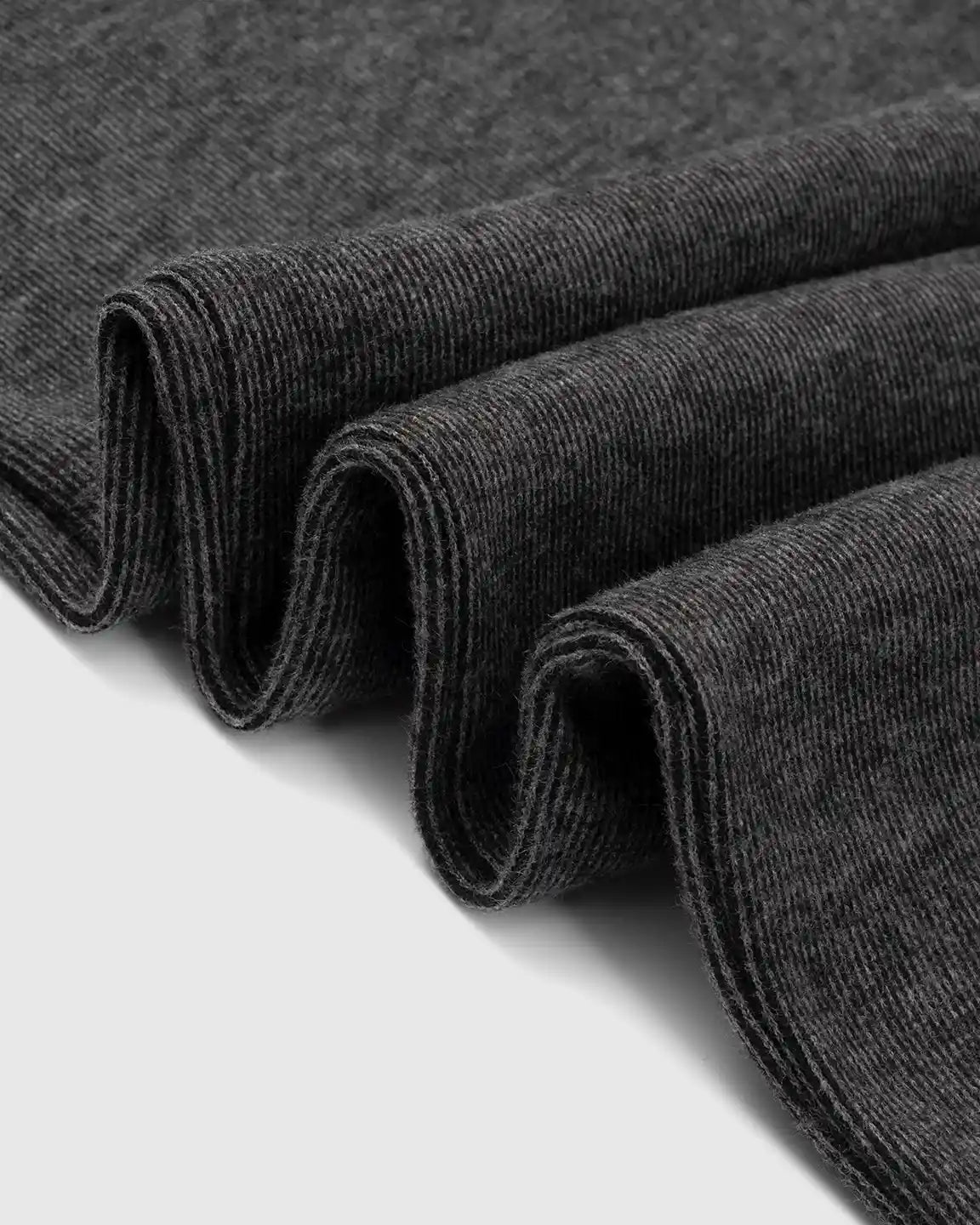 Dark gray ribbed knit fabric, soft and stretchy, for maternity comfort pants.