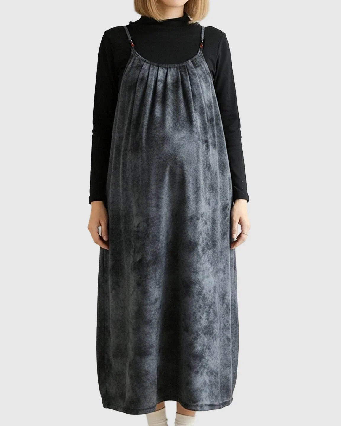 Bump Society – The Comfort Collection: Adjustable Strap Vintage-Style Maternity Suspender Midi Dress
