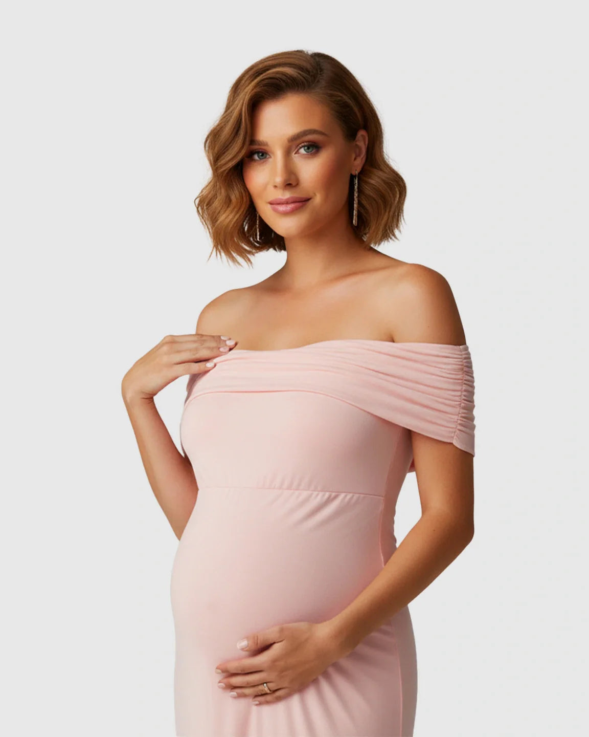 Bump Society – The Comfort Collection: Off-Shoulder Mermaid Maternity Photoshoot Dress