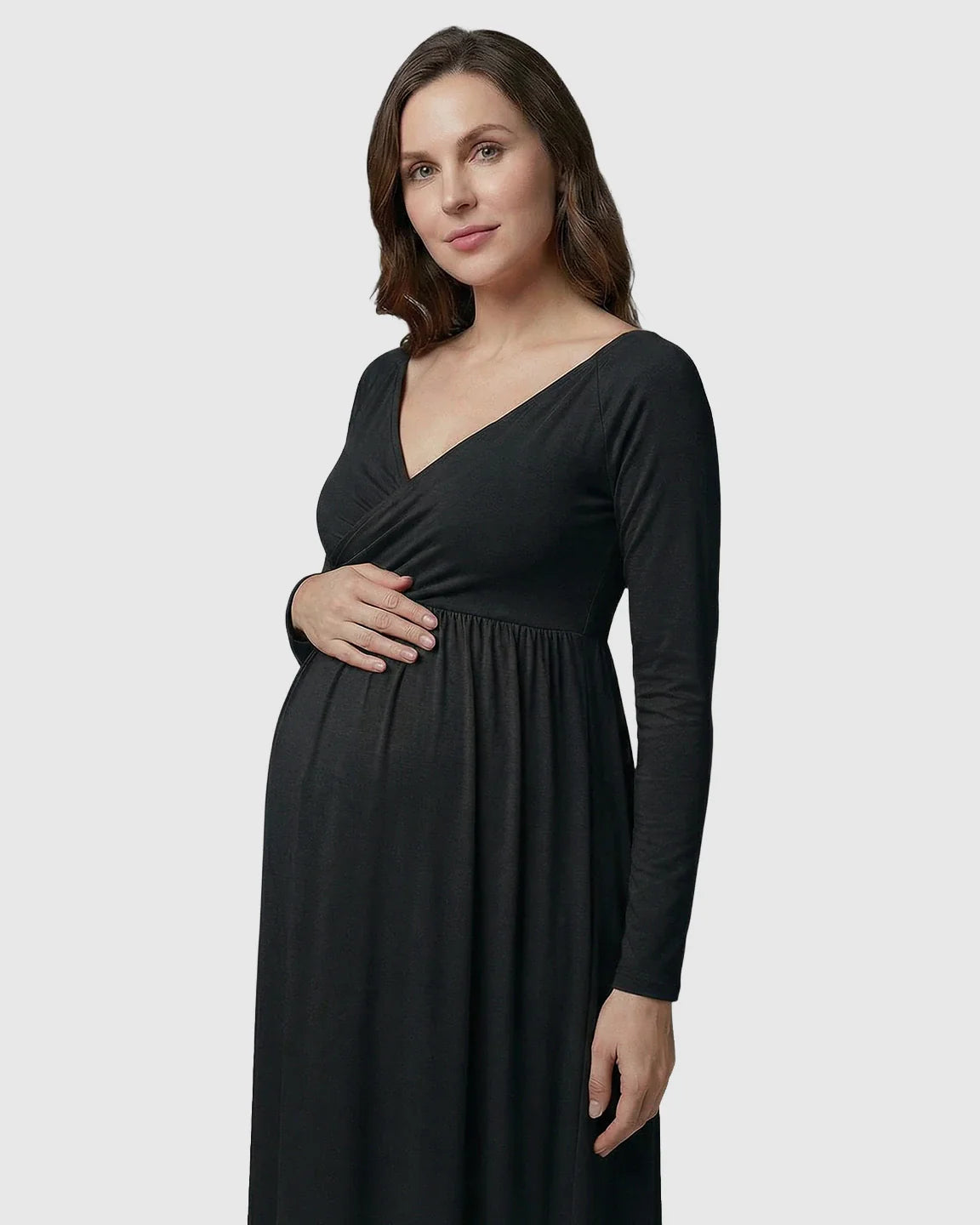 Bump Society – The Comfort Collection: Long-Sleeve Full Train Maternity Maxi Dress