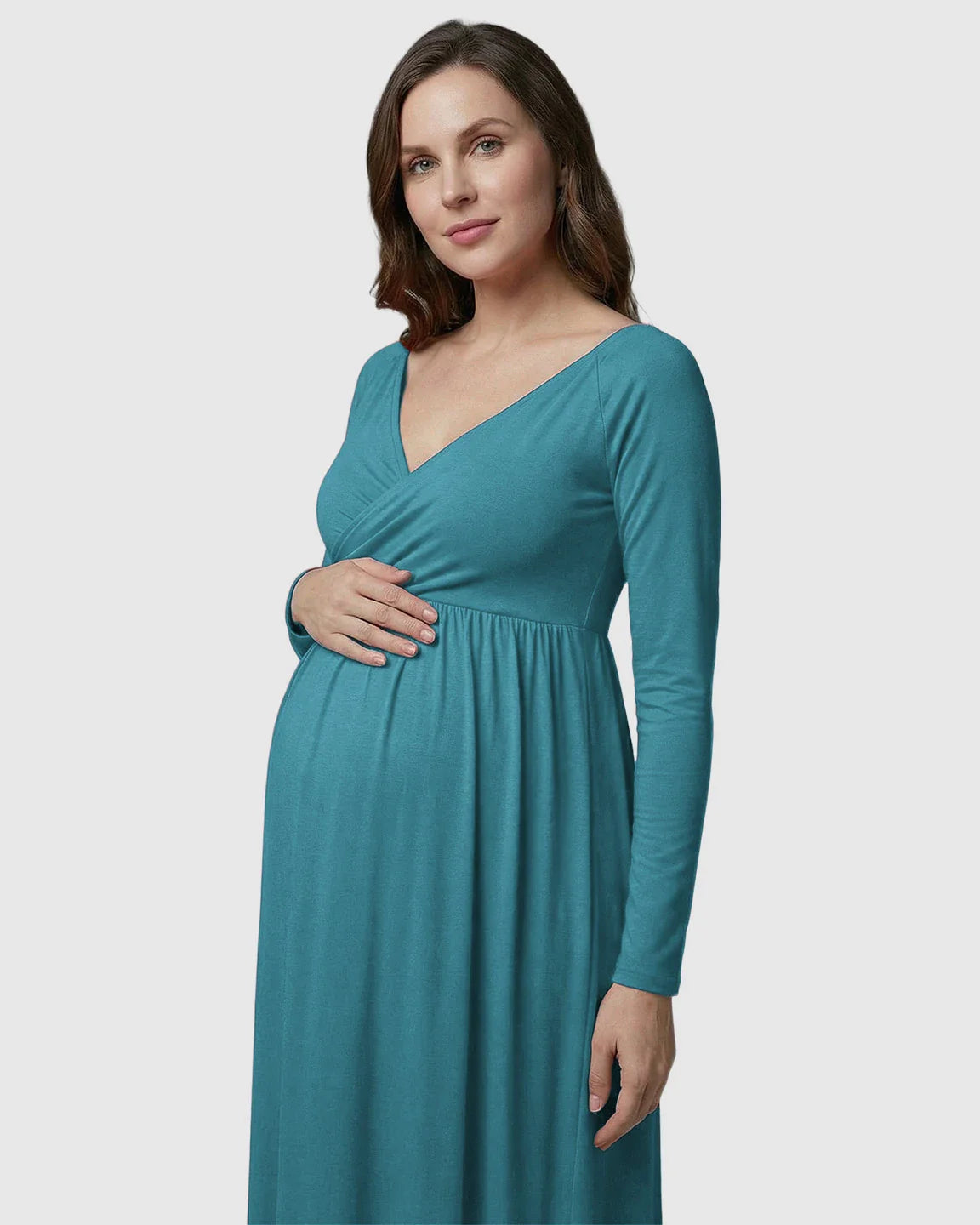 Bump Society – The Comfort Collection: Long-Sleeve Full Train Maternity Maxi Dress