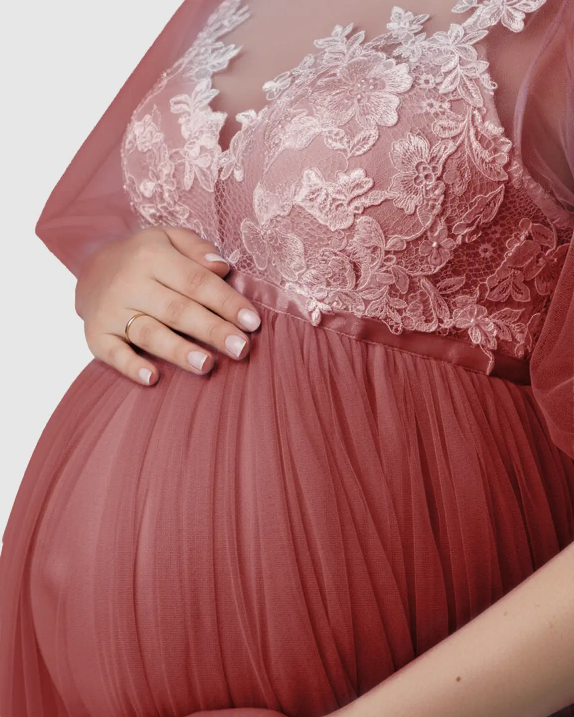 Bump Society – The Comfort Collection: Tulle Lace Swing Trail Maternity Photoshoot Dress