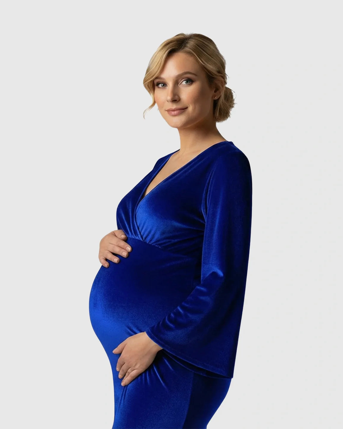 Bump Society – The Comfort Collection: Long-Sleeve Mermaid Train Maternity Photoshoot Gown