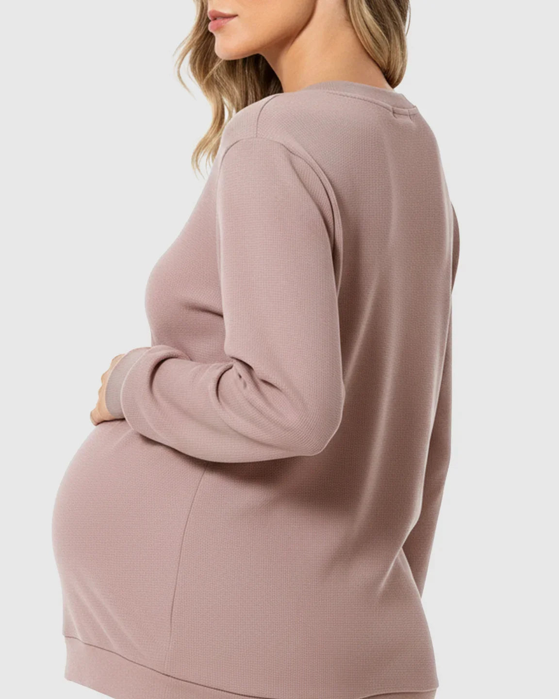 The Nursing Collection: Waffle-Knit Cozy Fit Maternity Nursing Sweatshirt