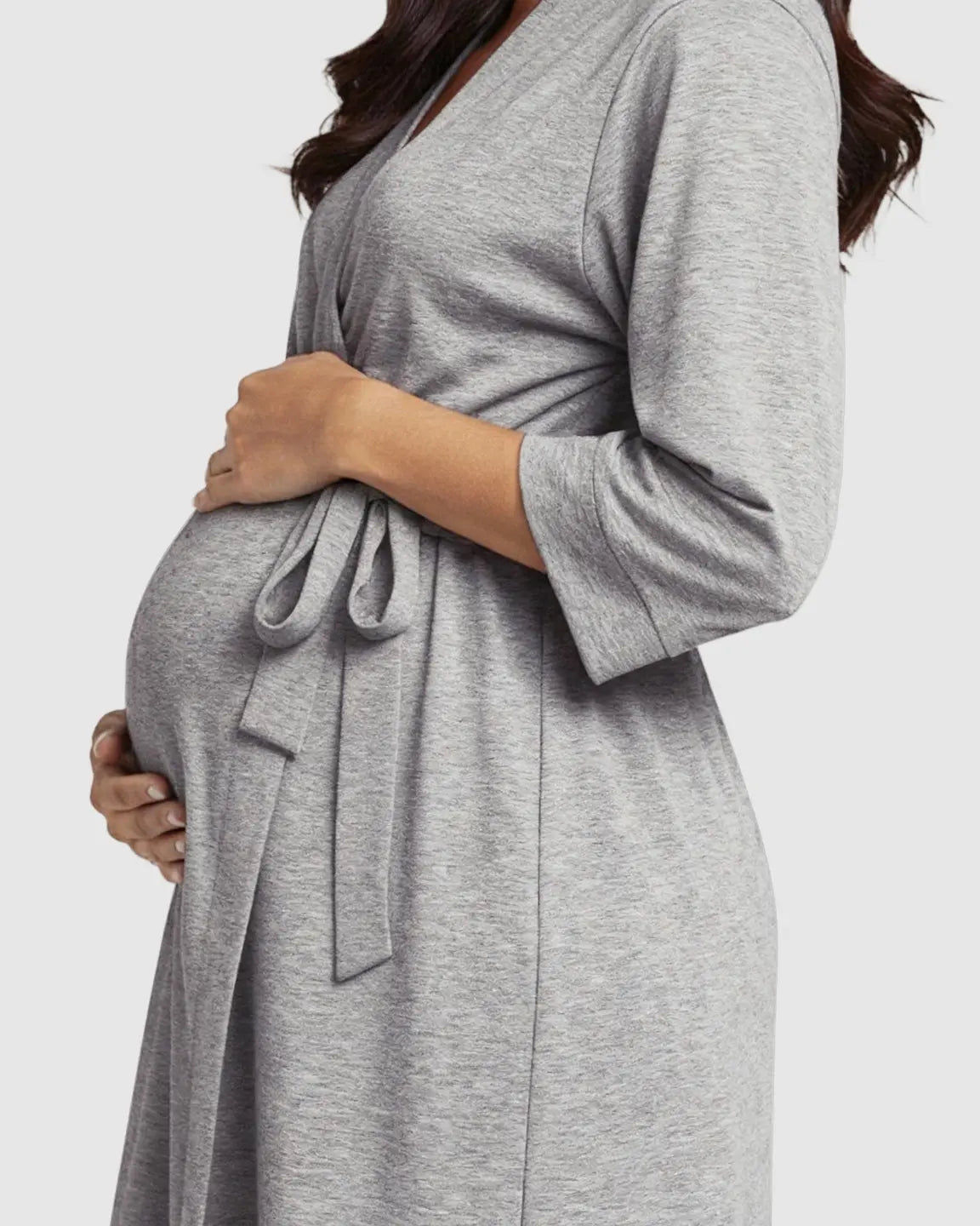 Bump Society – The Comfort Collection: Soft Knit Mid Length Sleeves Maternity Postpartum Robe