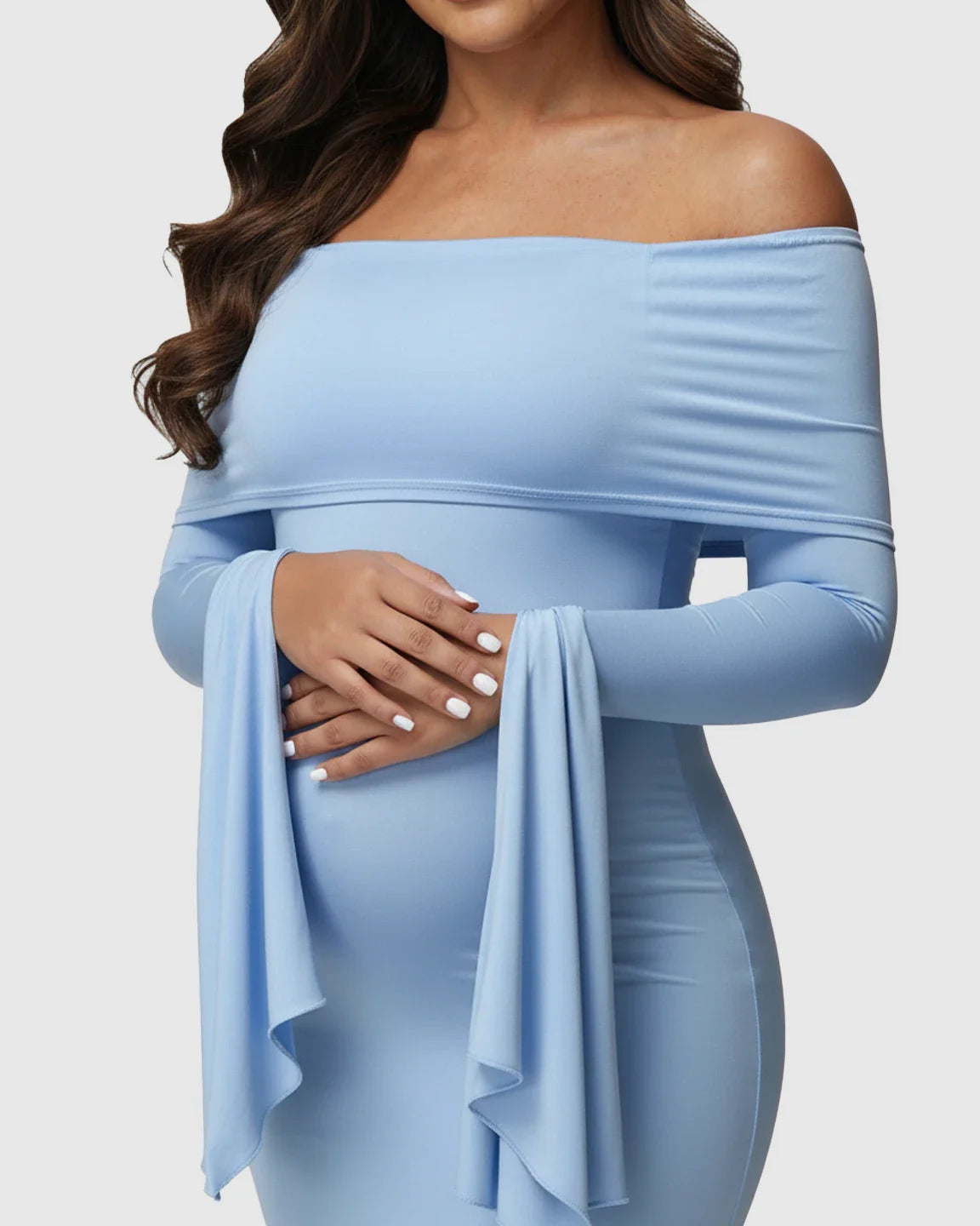 Bump Society – The Comfort Collection: Off-Shoulder Bodycon Maternity Maxi Dress