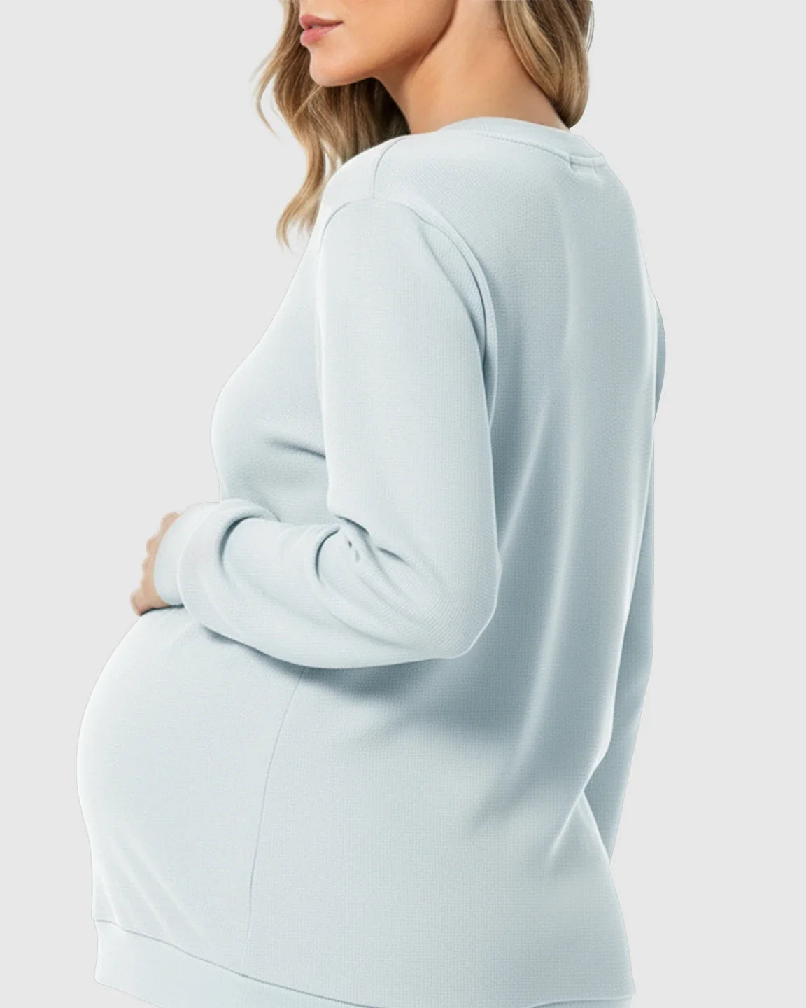 The Nursing Collection: Waffle-Knit Cozy Fit Maternity Nursing Sweatshirt