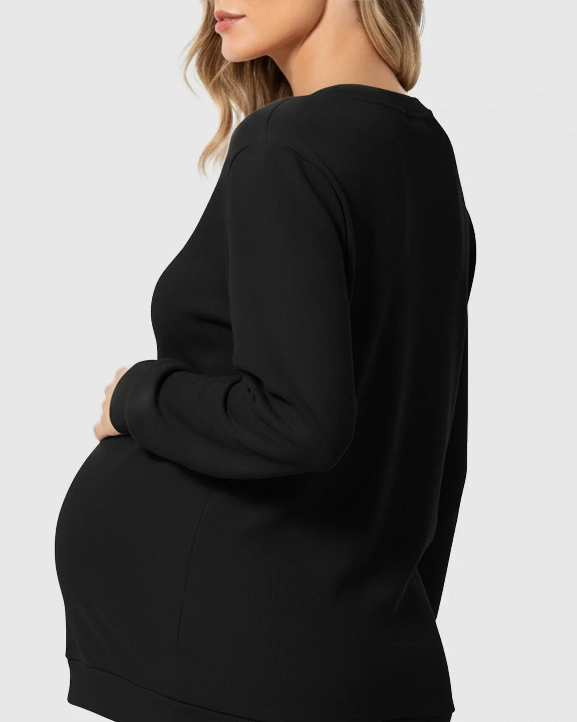 The Nursing Collection: Waffle-Knit Cozy Fit Maternity Nursing Sweatshirt
