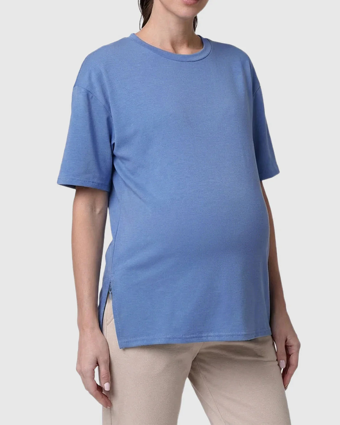 Bump Society – The Nursing Collection: Zipper Slits Casual Maternity Nursing T Shirt