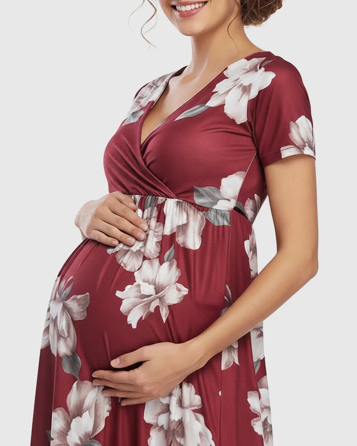 Bump Society – The Comfort Collection: Floral Print Wrap Skirt Maternity Maxi Dress